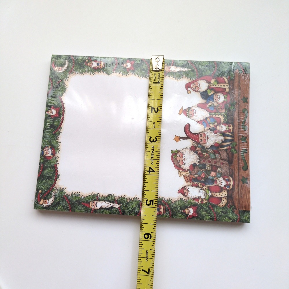 Vtg 90s Main Street Press Santa Gnome Elves Notepad Christmas Debi Hron Folk Art - Picture 9 of 9